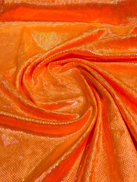 Foil Snake Stretch Velvet Fabric - Iridescent Snake Print, 58" Width (1 Yard)