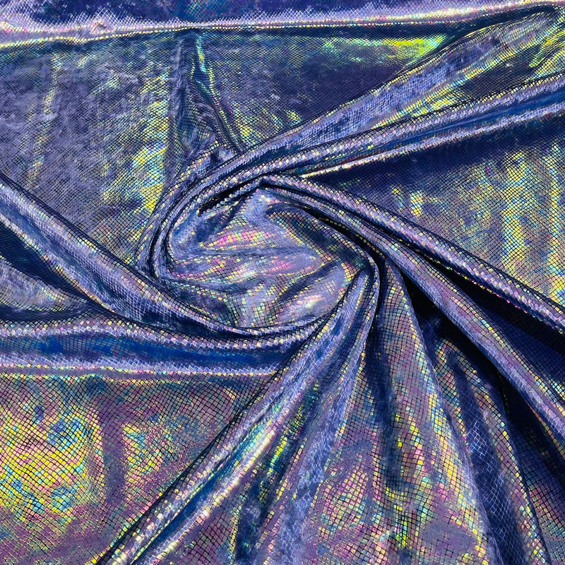 Foil Snake Stretch Velvet Fabric - Iridescent Snake Print, 58" Width (1 Yard)