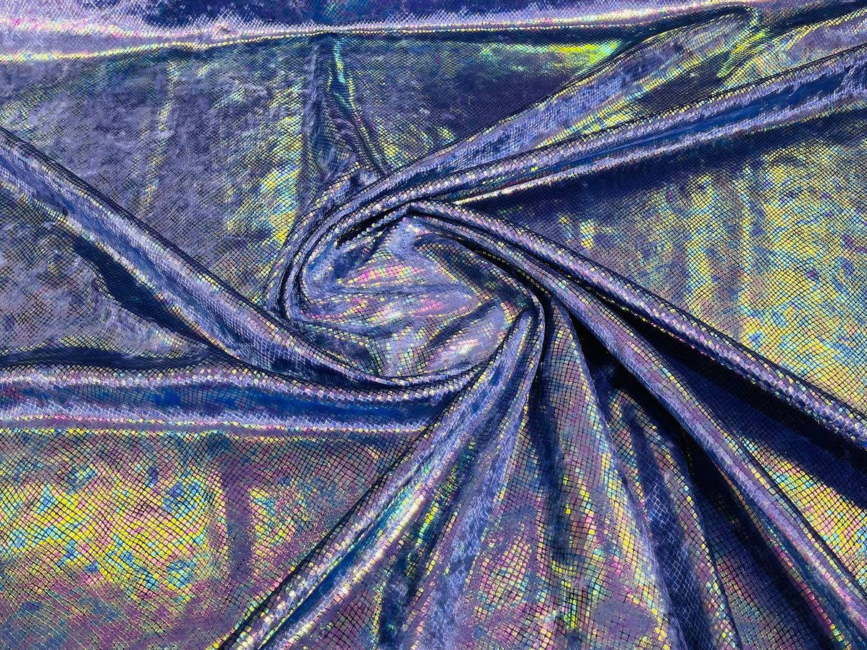 Foil Snake Stretch Velvet Fabric - Iridescent Snake Print, 58" Width (1 Yard)