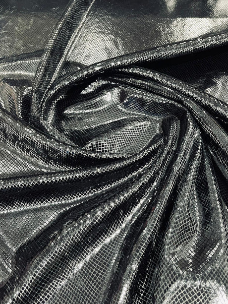 Foil Snake Stretch Velvet Fabric - Iridescent Snake Print, 58" Width (1 Yard)