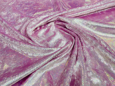 Foil Snake Stretch Velvet Fabric - Iridescent Snake Print, 58" Width (1 Yard)