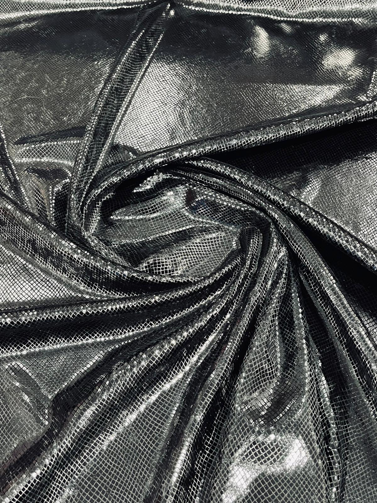 Foil Snake Stretch Velvet Fabric - Iridescent Snake Print, 58" Width (1 Yard)