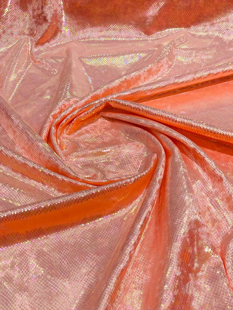 Foil Snake Stretch Velvet Fabric - Iridescent Snake Print, 58" Width (1 Yard)