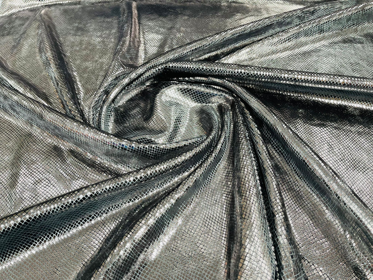 Foil Snake Stretch Velvet Fabric - Iridescent Snake Print, 58" Width (1 Yard)