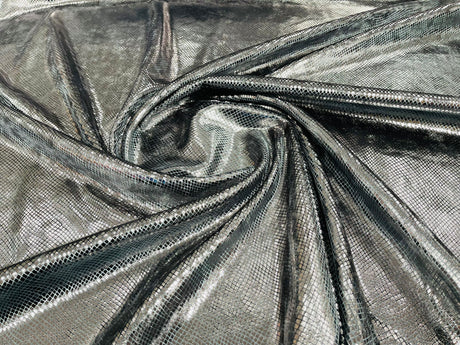 Foil Snake Stretch Velvet Fabric - Iridescent Snake Print, 58" Width (1 Yard)