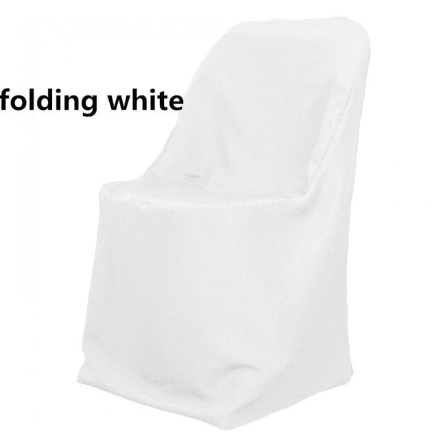 Wrinkle Free Folding Chair Covers Scuba Polyester Fabric - White, Ivory, Black, Folding Chair Cover, 34" Height (By Piece)