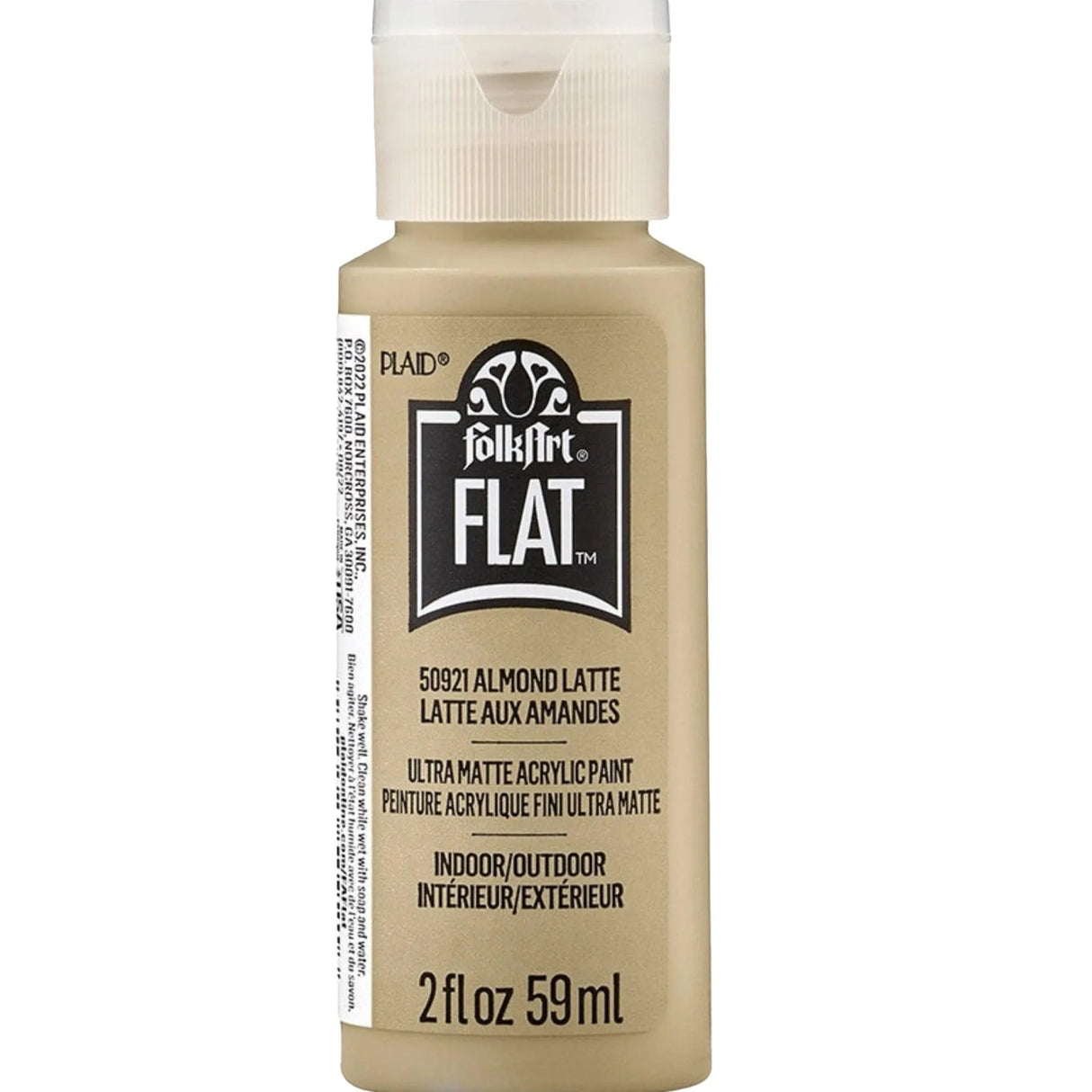 FolkArt Flat Ultra Matte Acrylic Paint - Almond Latte (2 oz Bottle)