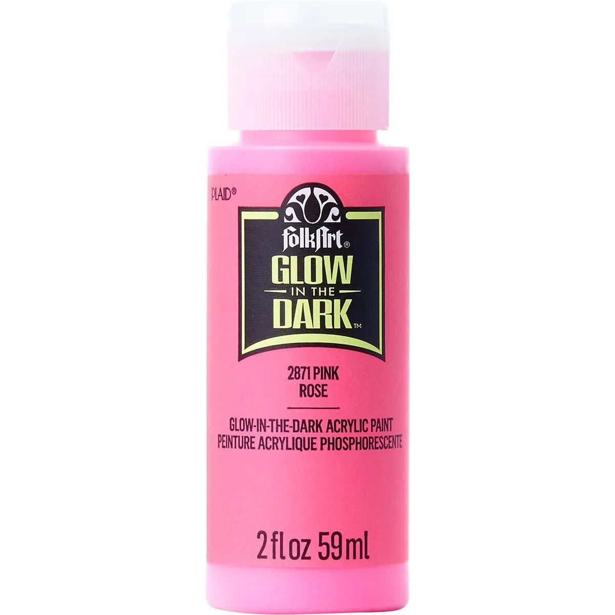 FolkArt Glow In Dark Acrylic Paint - Pink (2 oz Bottle)