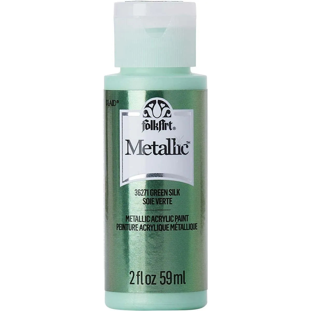 FolkArt Metallic Acrylic Paint - Green Silk (2 oz Bottle)