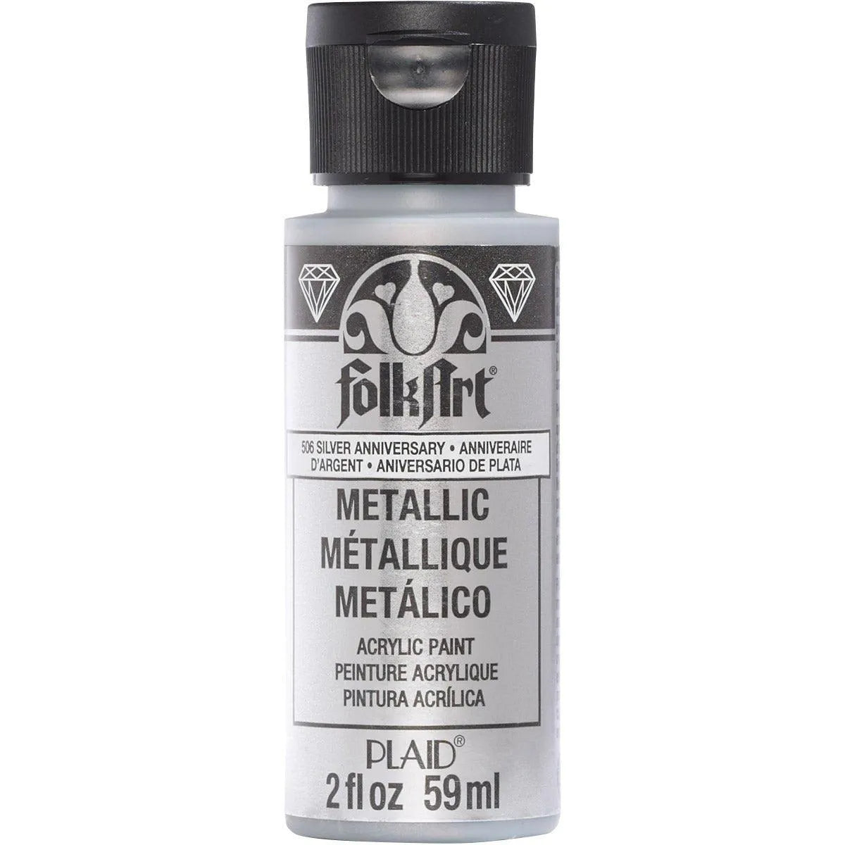 FolkArt Metallic Acrylic Paint - Silver Anniversary (2 oz Bottle)