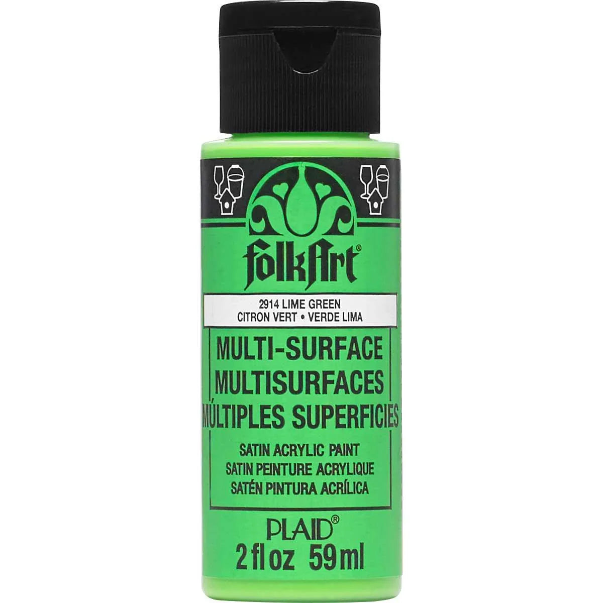 FolkArt Multi-Surface Acrylic Paint - Lime Green (2 oz Bottle)