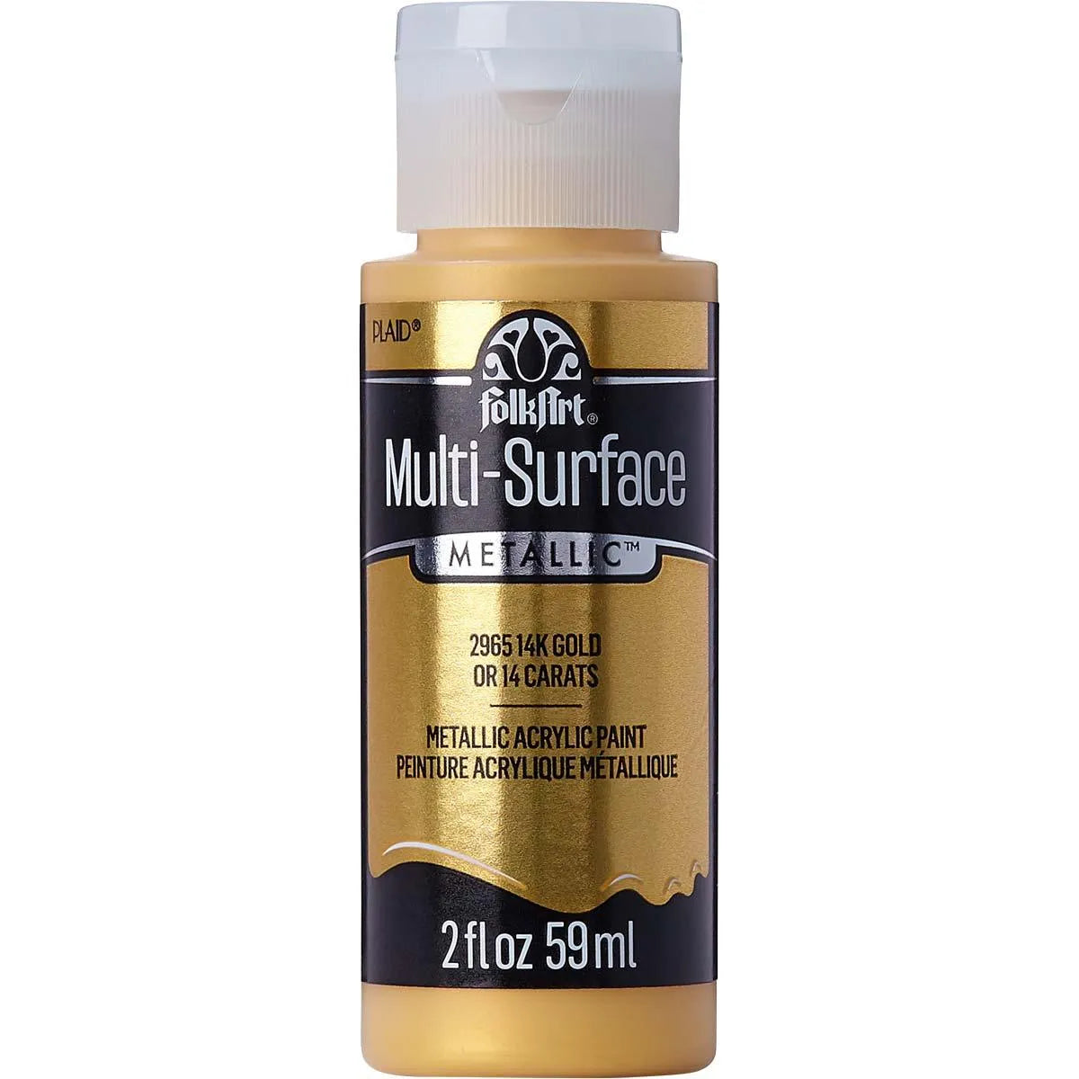 FolkArt Multi-Surface Acrylic Paint - Metallic 14K Gold (2 oz Bottle)