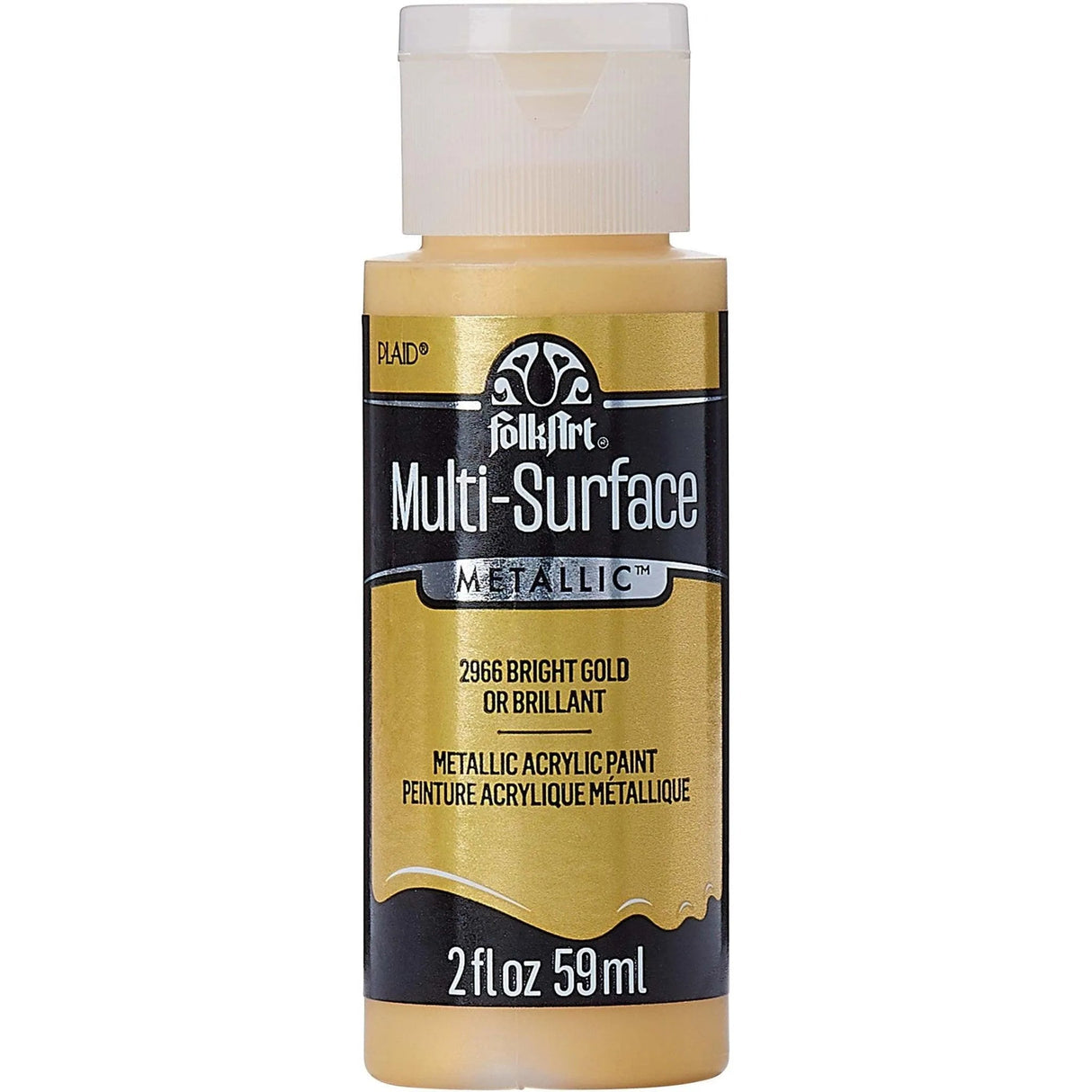 FolkArt Multi-Surface Acrylic Paint - Metallic Bright Gold (2 oz Bottle)