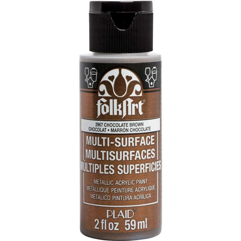 FolkArt Multi-Surface Acrylic Paint - Metallic Chocolate Brown (2 oz Bottle)