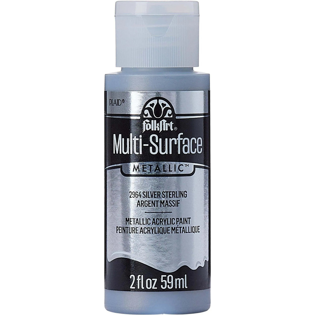 FolkArt Multi-Surface Acrylic Paint - Metallic Sterling Silver (2 oz Bottle)