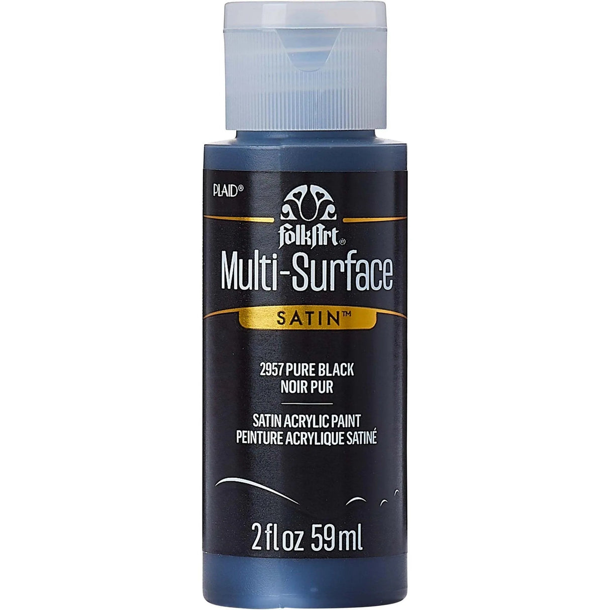 FolkArt Multi-Surface Acrylic Paint - Pure Black (2 oz Bottle)