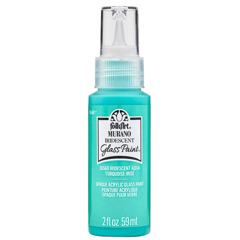 FolkArt Murano Glass Paint - Iridescent Aqua (2 oz Bottle)
