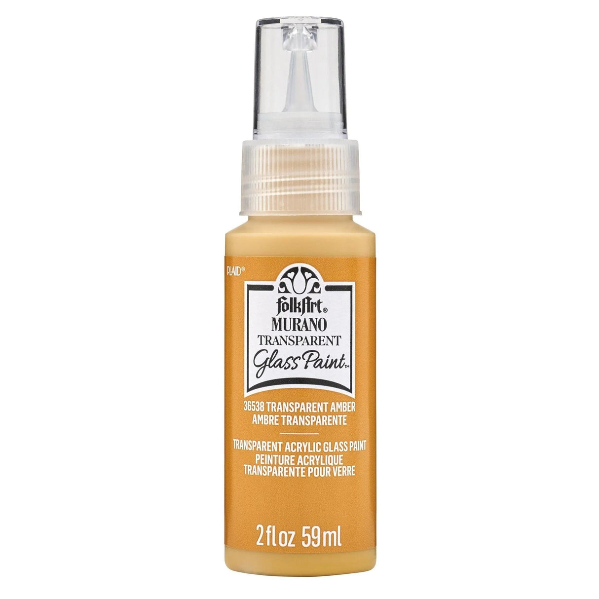 FolkArt Murano Glass Paint - Transparent Amber (2 oz Bottle)