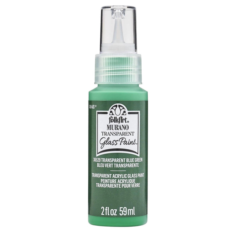 FolkArt Murano Glass Paint - Transparent Blue Green (2 oz Bottle)