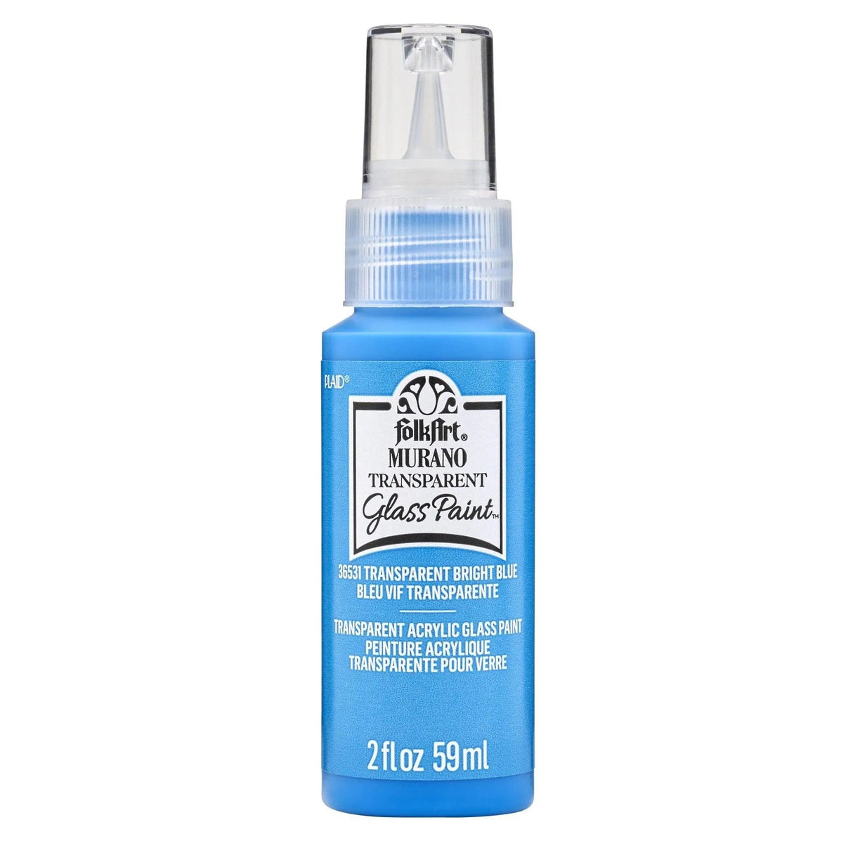 FolkArt Murano Glass Paint - Transparent Bright Blue (2 oz Bottle)