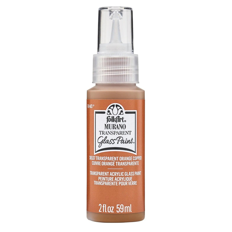FolkArt Murano Glass Paint - Transparent Orange Copper (2 oz Bottle)