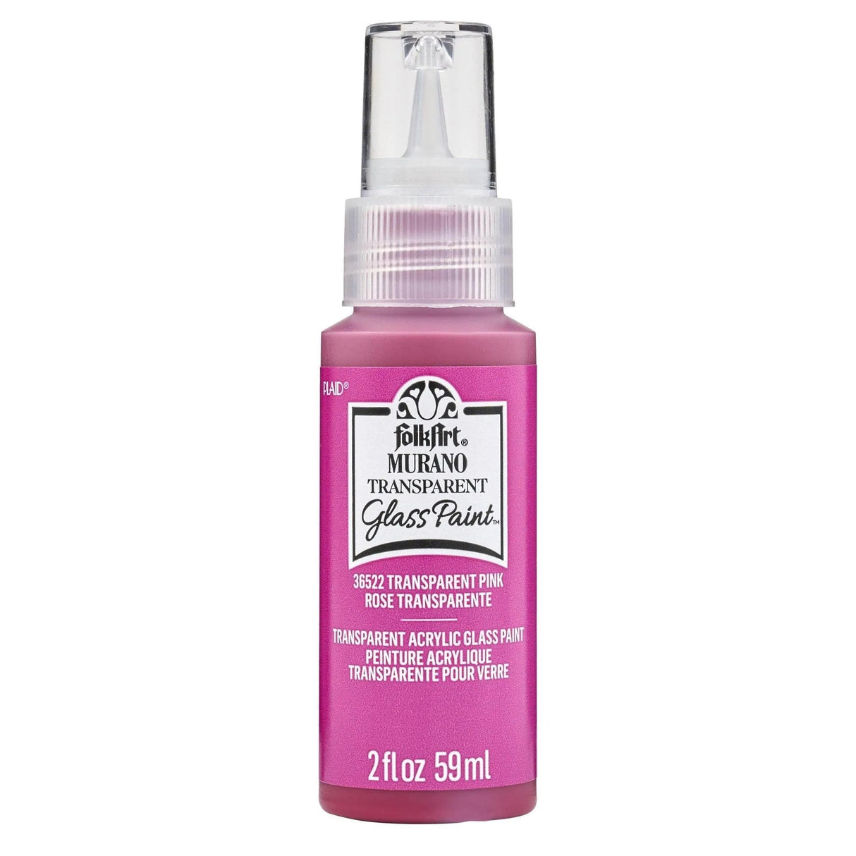FolkArt Murano Glass Paint - Transparent Pink (2 oz Bottle)