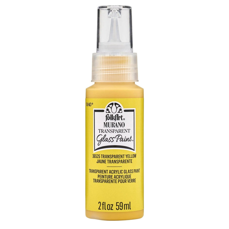 FolkArt Murano Glass Paint - Transparent Yellow (2 oz Bottle)
