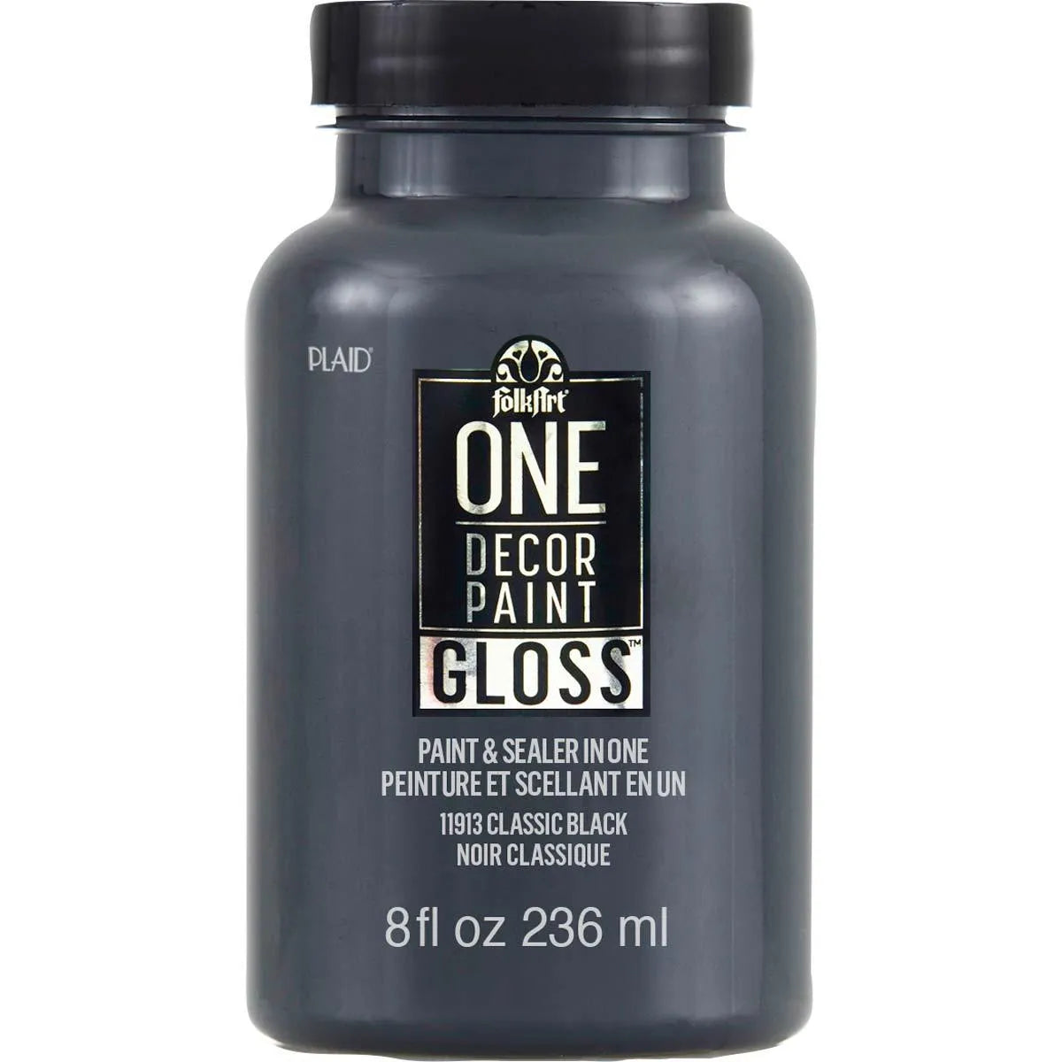 FolkArt One Decor Paint - Gloss Classic Black (8 oz Bottle)
