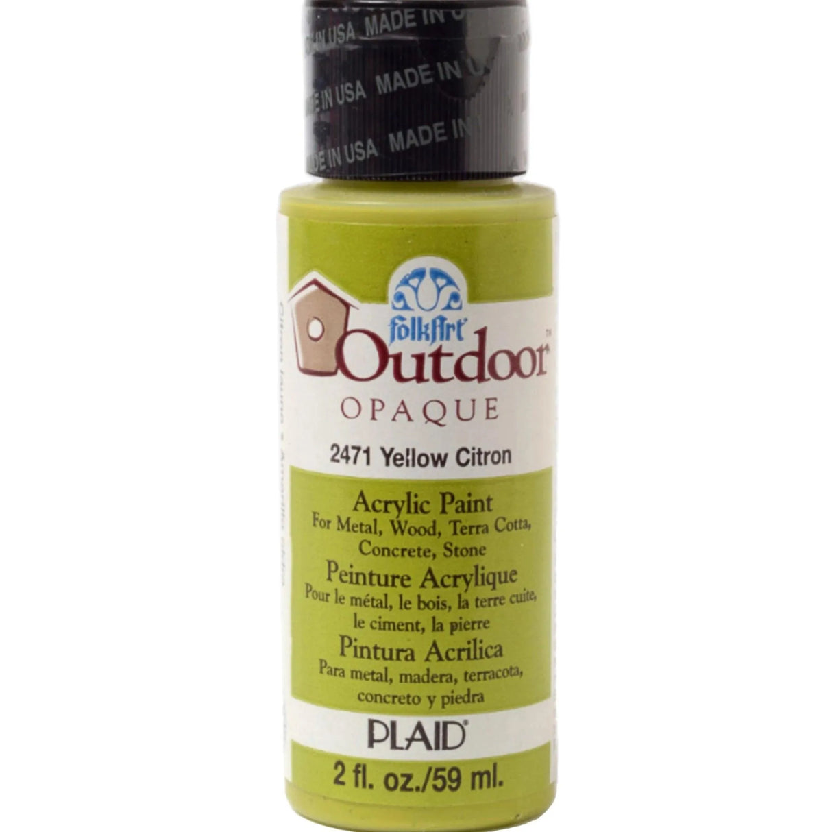 FolkArt Outdoor Acrylic Paint - Yellow Citron (2 oz Bottle)