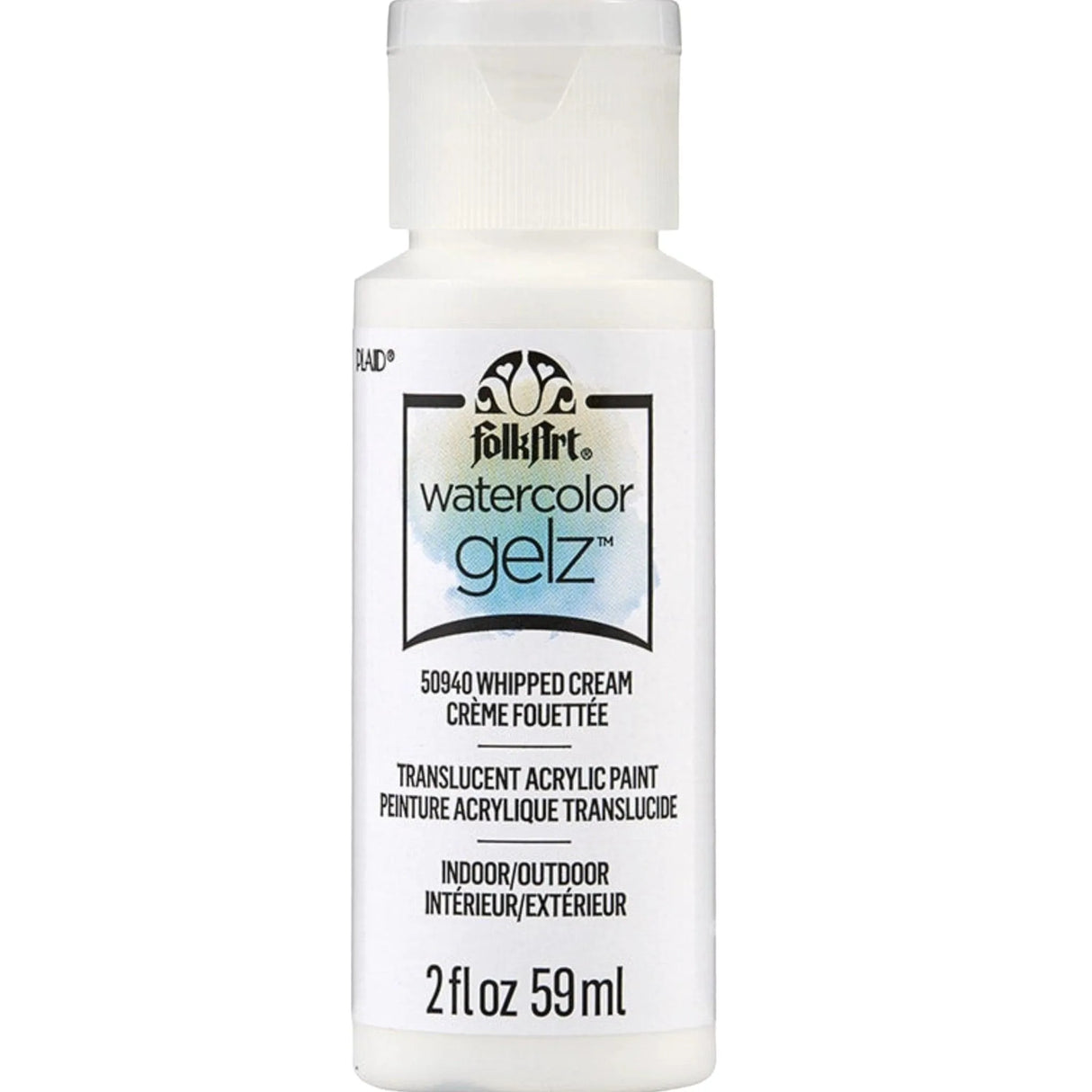 FolkArt Watercolor Gelz Acrylic Paint - Whipped Cream (2 oz Bottle)