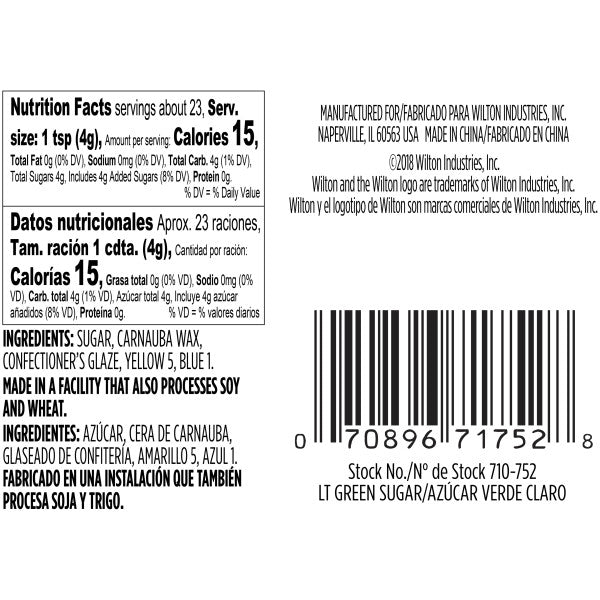 Wilton Light Green Sugar, 3.25 oz.
