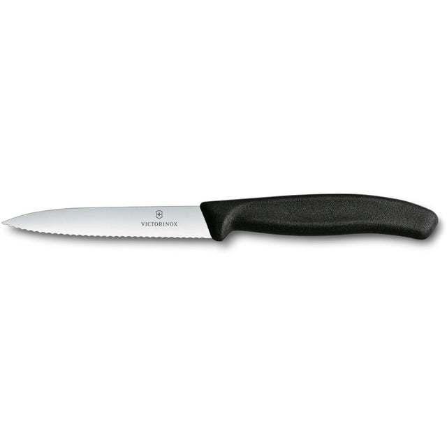 Forschner Victorinox Paring Knife 4" Serrated Blade, Black Handle