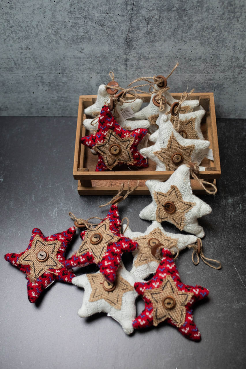 3" Knit Star Ornament W/ Box - Set of 12
