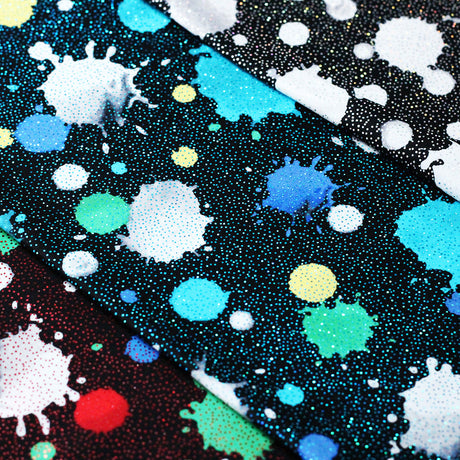 Foxy Lady Dots Nylon Spandex Fabric - Multiple Colors, Paint Splatter Dots, 58/60" Width (1 Yard)