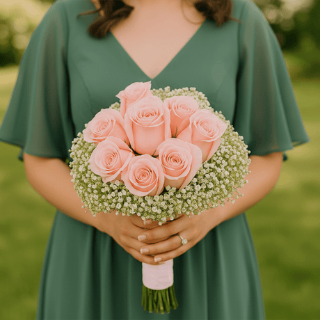 Light Pink Roses Bridesmaids Bouquets Fresh Wedding Flowers