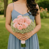 Light Pink Roses Bridesmaids Bouquets Fresh Wedding Flowers