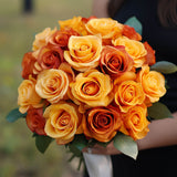 Yellow Orange Rose Bridesmaids 6 Bouquets With 28 Stems each Fresh Wedding Floral Bright Romantic Style