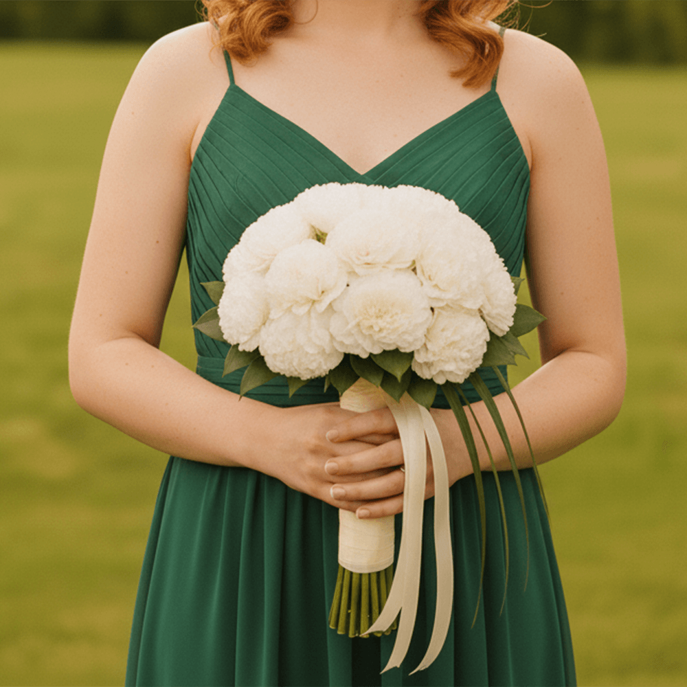 White Carnation Bridesmaids 6 Bouquets With 43 Stems Each Fresh Wedding Flowers