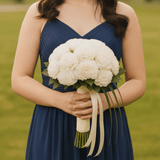 Bridesmaids 3 Bouquets with Fresh White Carnations for Elegant Wedding Celebrations