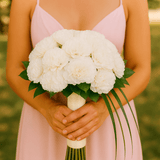 Bridesmaids 3 Bouquets with Fresh White Carnations for Elegant Wedding Celebrations