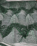 Fringe Sequin Polyester Fabric - 4 Way Stretch Mesh, Fringe Sequins, 54" Width (1 Yard)