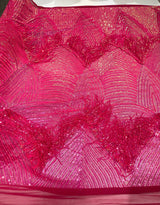 Fringe Sequin Polyester Fabric - 4 Way Stretch Mesh, Fringe Sequins, 54" Width (1 Yard)
