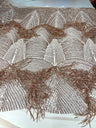 Fringe Sequin Polyester Fabric - 4 Way Stretch Mesh, Fringe Sequins, 54" Width (1 Yard)