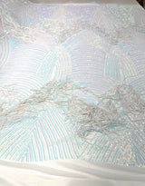Fringe Sequin Polyester Fabric - 4 Way Stretch Mesh, Fringe Sequins, 54" Width (1 Yard)
