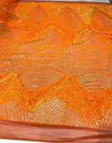 Fringe Sequin Polyester Fabric - 4 Way Stretch Mesh, Fringe Sequins, 54" Width (1 Yard)