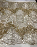 Fringe Sequin Polyester Fabric - 4 Way Stretch Mesh, Fringe Sequins, 54" Width (1 Yard)