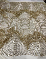 Fringe Sequin Polyester Fabric - 4 Way Stretch Mesh, Fringe Sequins, 54" Width (1 Yard)