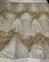Fringe Sequin Polyester Fabric - 4 Way Stretch Mesh, Fringe Sequins, 54" Width (1 Yard)