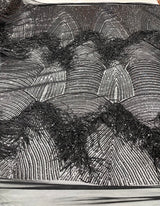 Fringe Sequin Polyester Fabric - 4 Way Stretch Mesh, Fringe Sequins, 54" Width (1 Yard)