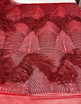 Fringe Sequin Polyester Fabric - 4 Way Stretch Mesh, Fringe Sequins, 54" Width (1 Yard)